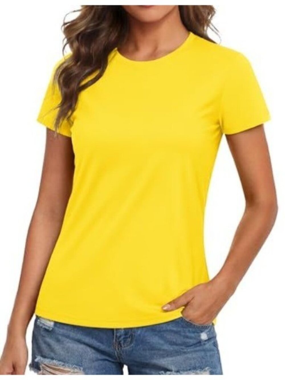 Kirkland Signature Women's M Yellow Pima Cotton Short Sleeve T-Shirt B1558